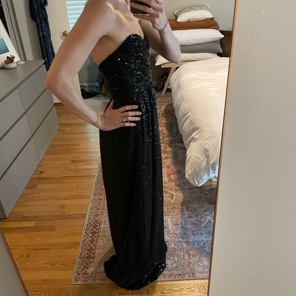 Amsale Custom Black Sequin Gown - Picture 3 of 5